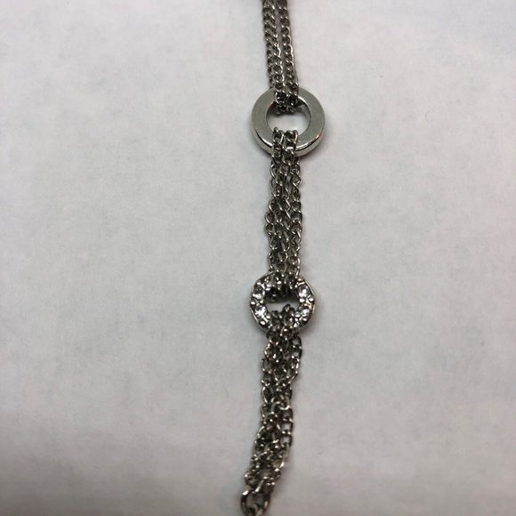 Y Necklace Silvertone  Rhinestone Bijoux Terner - Picture 2 of 4